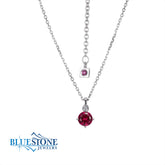 Sterling Silver Ruby & LAB-Diamond Necklace - July Birthstone